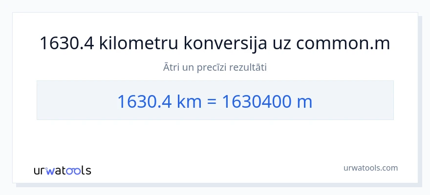 1630.4 kilometri uz Metri konversiju