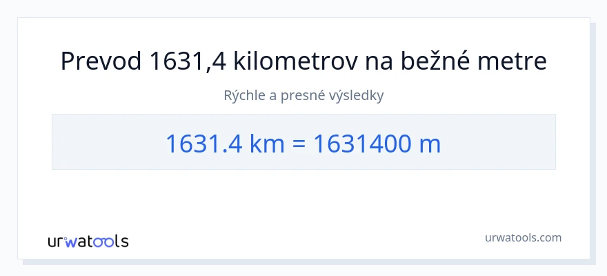 Konverzia z kilometre na Metre: 1631.4