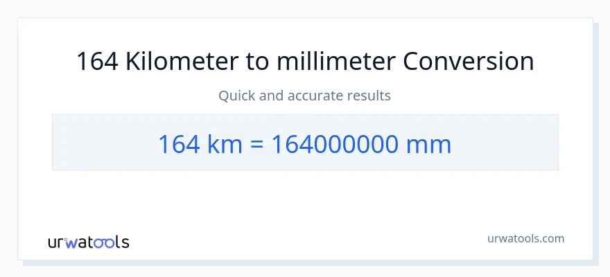 164 Kilometers to millimeters conversion
