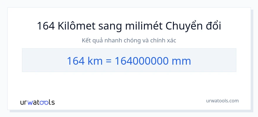 Chuyển đổi 164 kilômét sang milimét