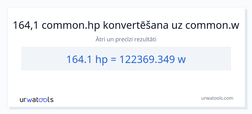 164.1 zirgspēki uz vati konversiju