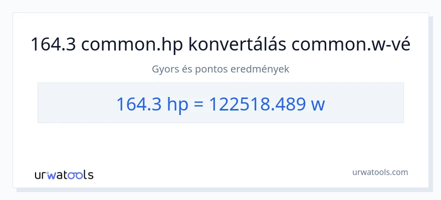 164.3 lóerő - watt konverzió