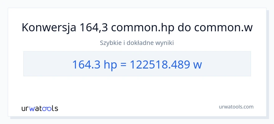Konwersja 164.3 moc w koniach mechanicznych do watów