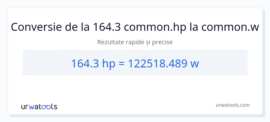Conversie 164.3 cai putere la wați