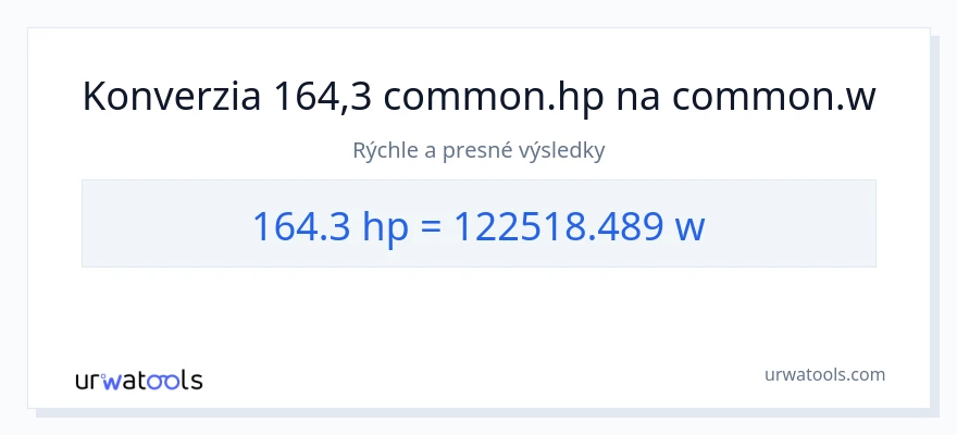 Konverzia z konská sila na watty: 164.3