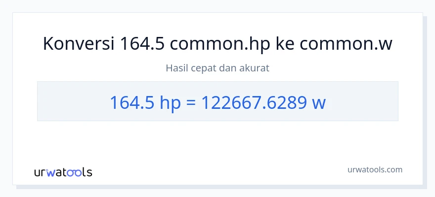 Konversi 164.5 daya kuda ke watt