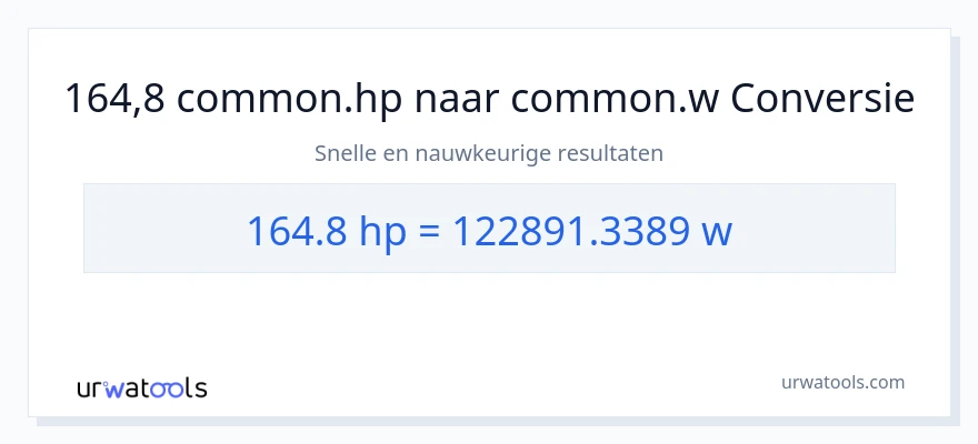 164.8 paardenkracht naar watt conversie