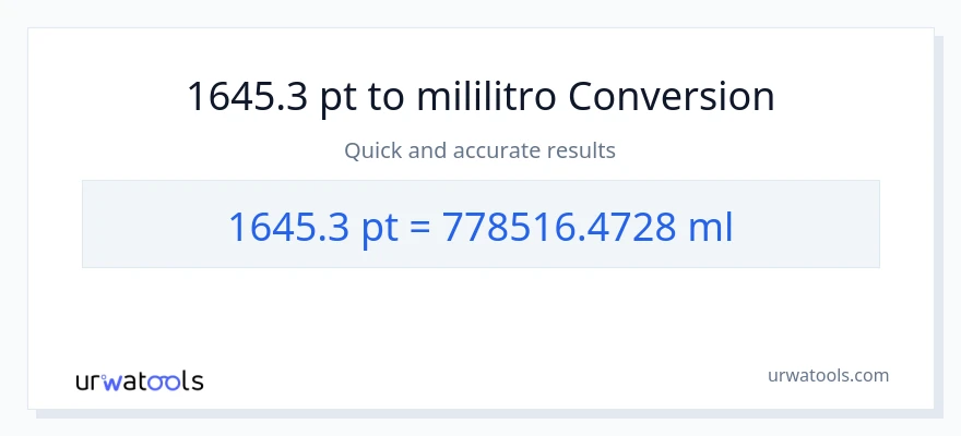 1645.3 Pints patungong mga mililitro na conversion