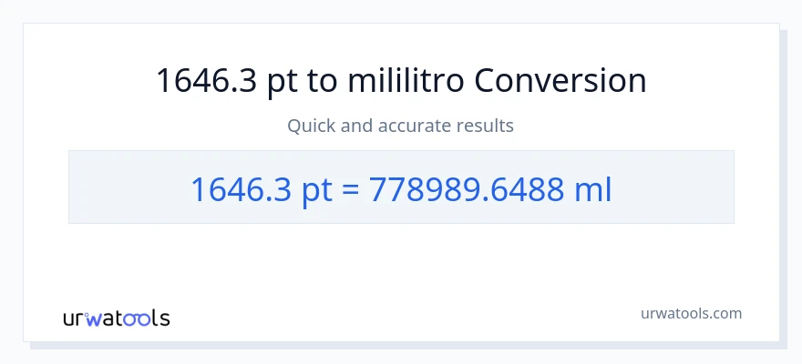 1646.3 Pints patungong mga mililitro na conversion