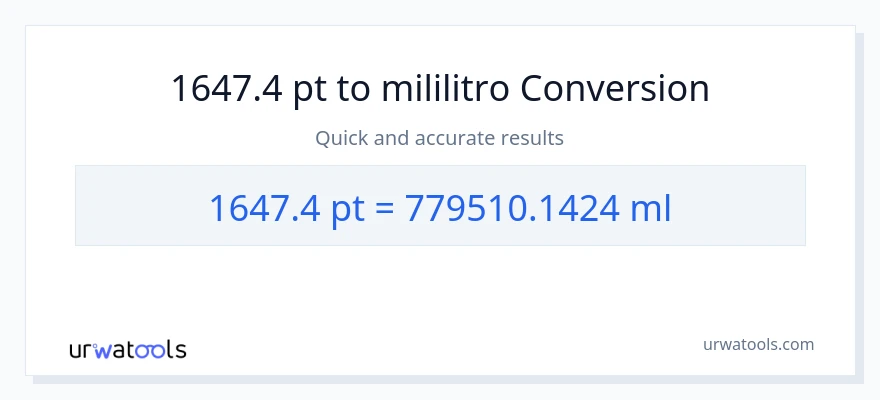 1647.4 Pints patungong mga mililitro na conversion