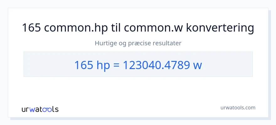 165 hestekræfter til watt konvertering