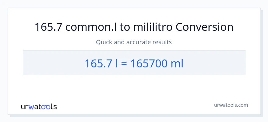165.7 Liters patungong mga mililitro na conversion