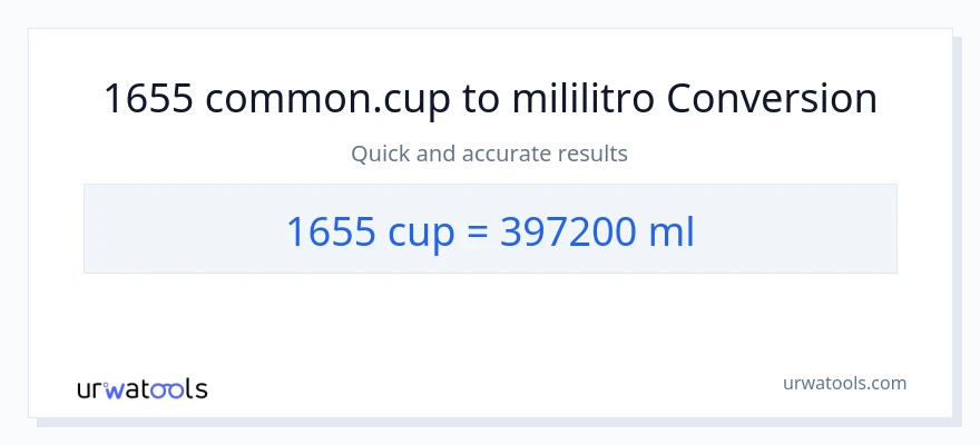 1655 mga tasa patungong mga mililitro na conversion