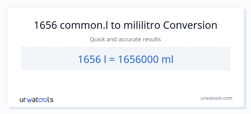 1656 Liters patungong mga mililitro na conversion