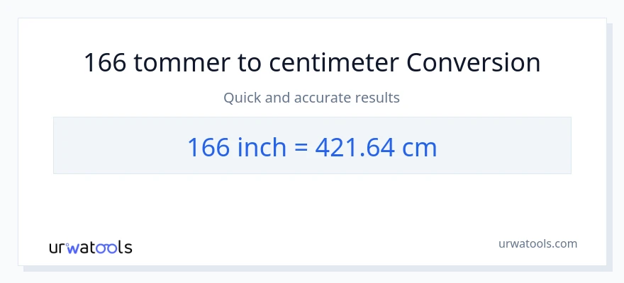 166 Tommer til Centimeter konvertering