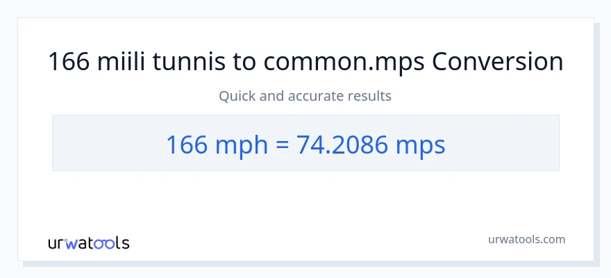 166 miili tunnis konversioon Meters Per Second-ks