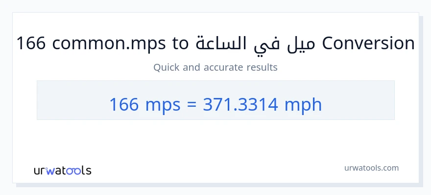 التحويل من 166 Meters Per Second إلى ميل في الساعة