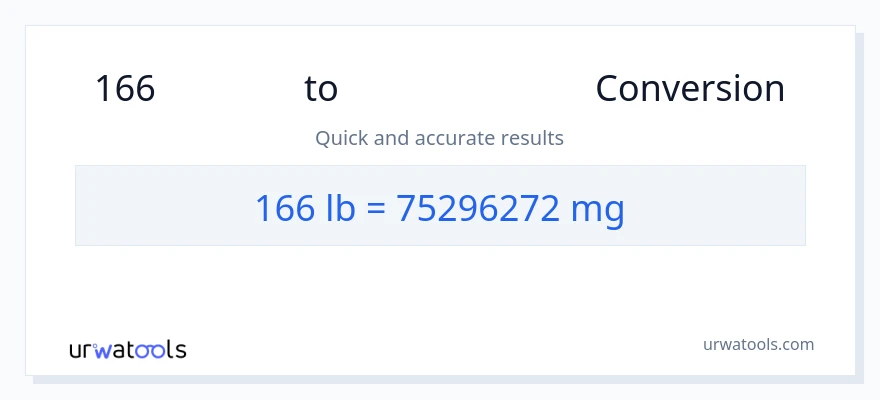 166 Lbs ൽ നിന്ന് മില്ലിഗ്രാം ലേക്ക് പരിവർത്തനം