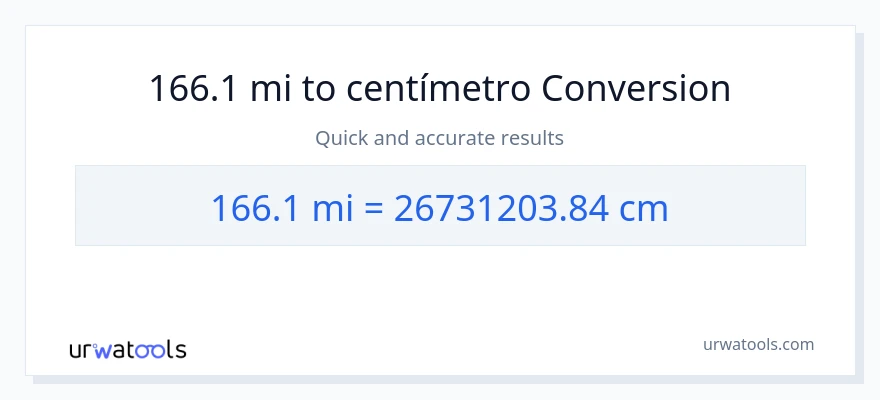 Conversión de 166.1 millas a Centímetros