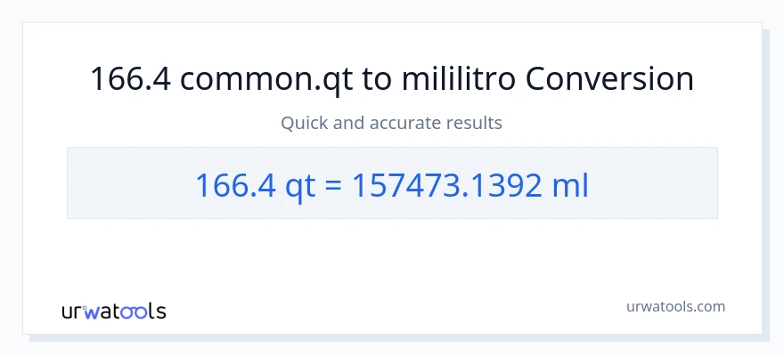 166.4 Quarts patungong mga mililitro na conversion
