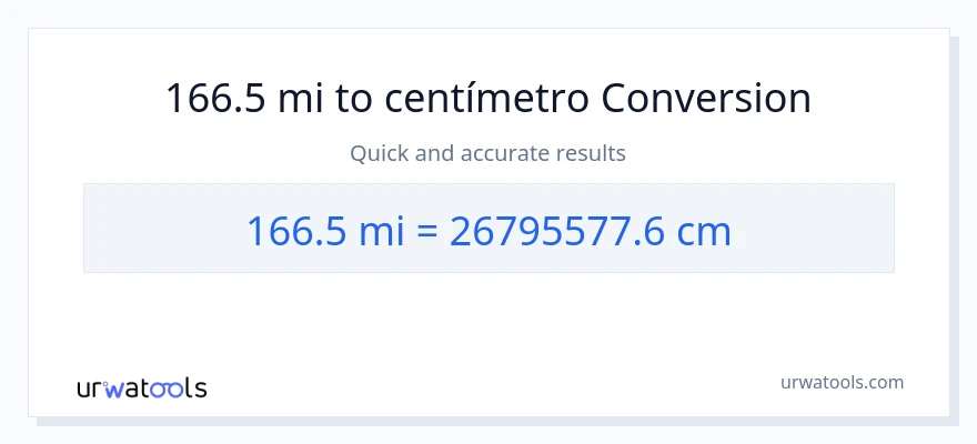 Conversão de 166.5 milhas para Centímetros