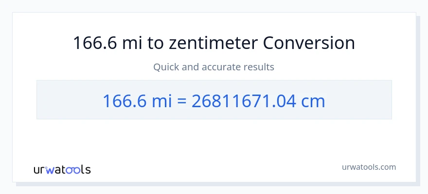 166.6 Meilen zu Zentimeter Umwandlung