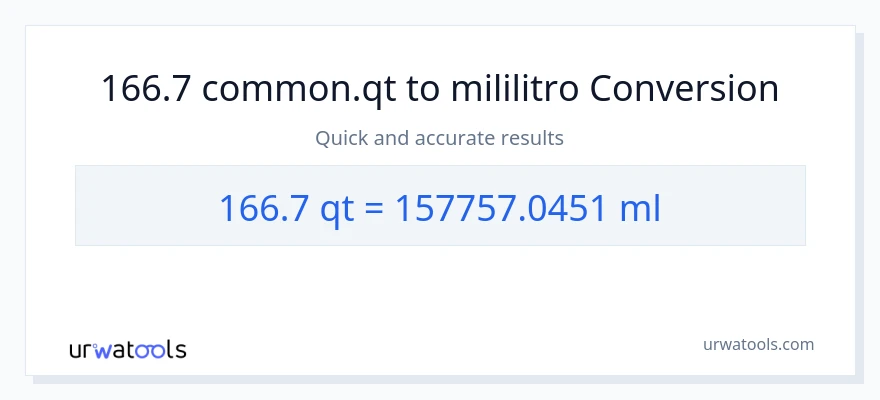 166.7 Quarts patungong mga mililitro na conversion