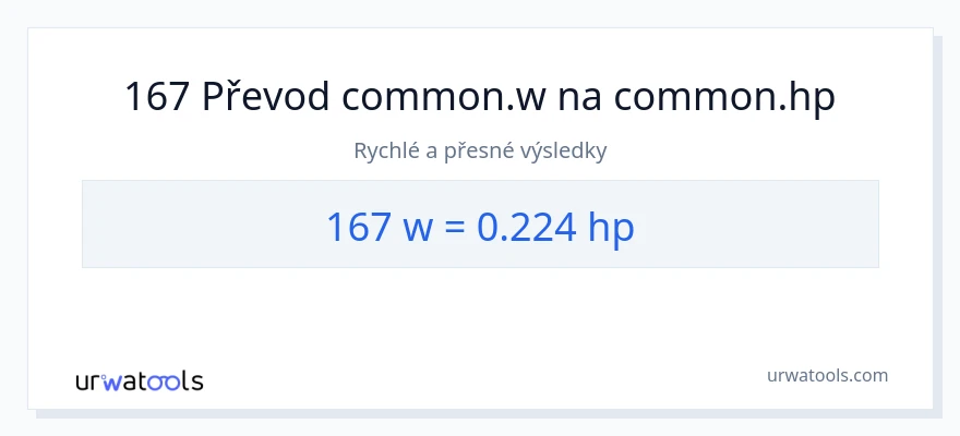 Konverze z watty na koňská síla: 167