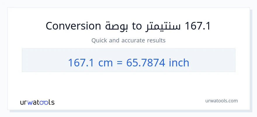 التحويل من 167.1 سنتيمترات إلى بوصات