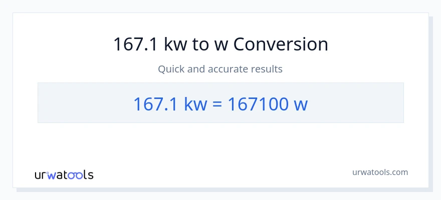 167.1 kilowatts patungong watts na conversion