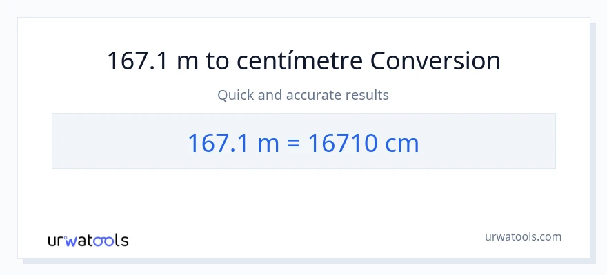 Conversió de 167.1 Metres a Centímetres