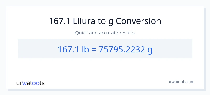 Conversió de 167.1 Lbs a Grams