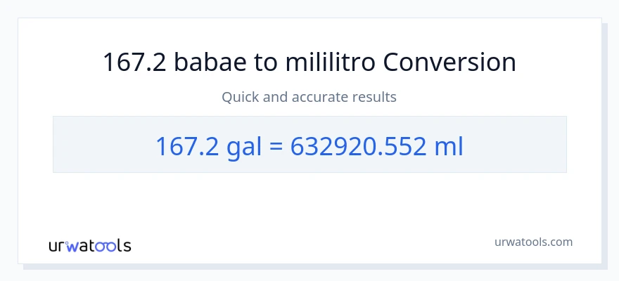 167.2 Mga galon patungong mga mililitro na conversion