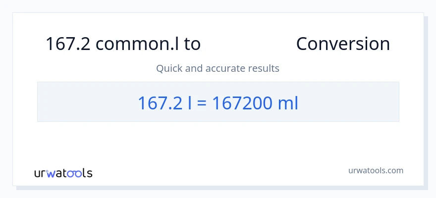 تبدیل 167.2 Liters به میلی‌لیتر
