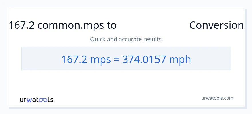 تبدیل 167.2 Meters Per Second به مایل در ساعت