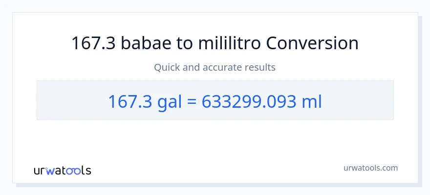 167.3 Mga galon patungong mga mililitro na conversion