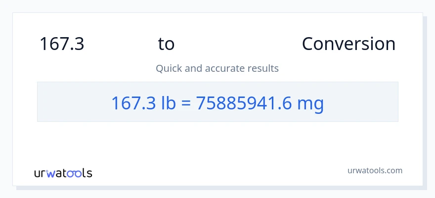 167.3 Lbs ൽ നിന്ന് മില്ലിഗ്രാം ലേക്ക് പരിവർത്തനം