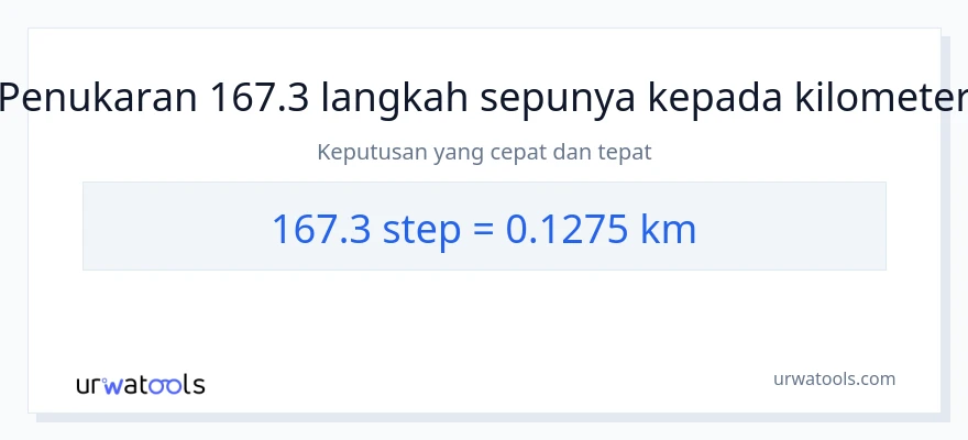167.3 steps to Kilometers conversion