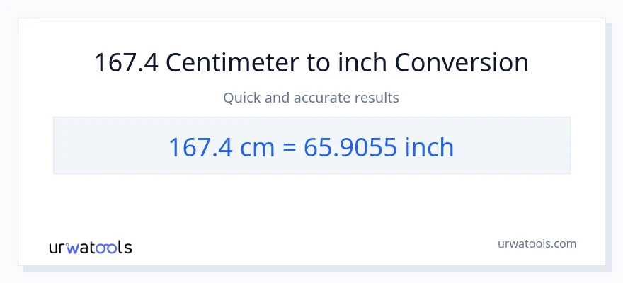 167.4 centimeters naar inches conversie