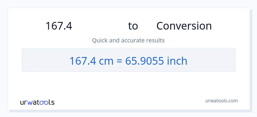 การแปลง 167.4 เซนติเมตร เป็น นิ้ว