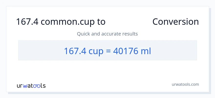 تبدیل 167.4 فنجان‌ها به میلی‌لیتر