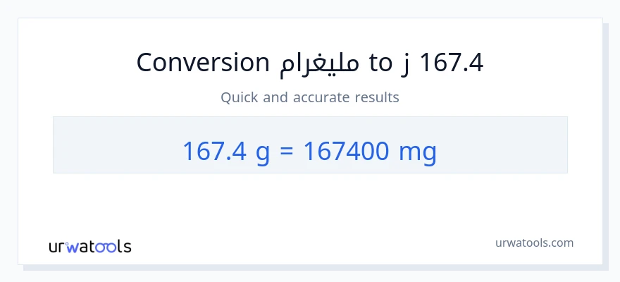التحويل من 167.4 غرامات إلى ملليغرام