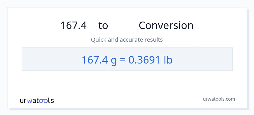 การแปลง 167.4 กรัม เป็น Lbs
