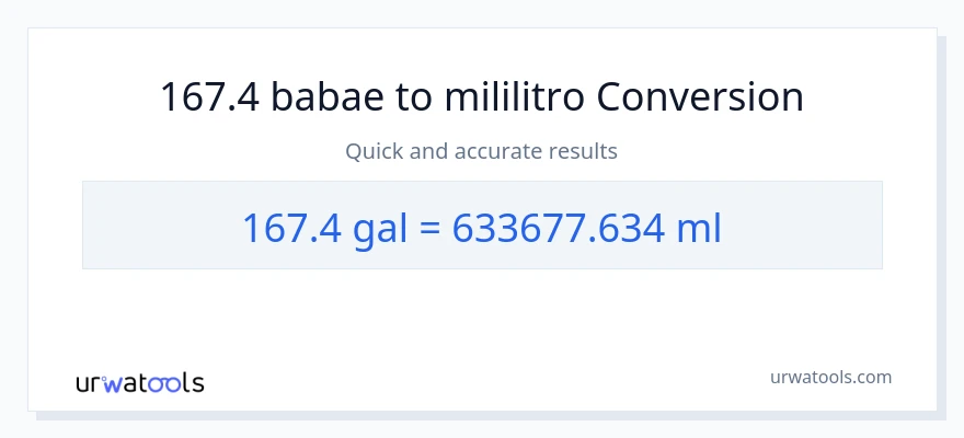 167.4 Mga galon patungong mga mililitro na conversion