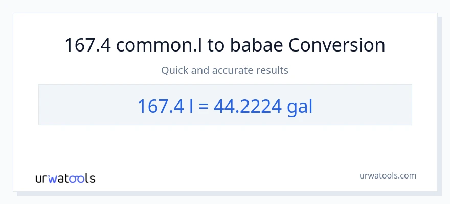 167.4 Liters patungong Mga galon na conversion