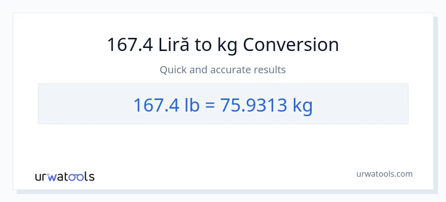 Conversie 167.4 Lbs la kg