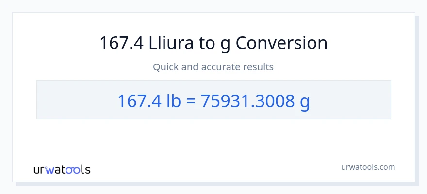 Conversió de 167.4 Lbs a Grams