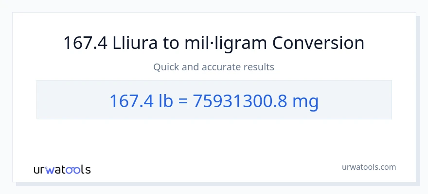 Conversió de 167.4 Lbs a mil·ligrams