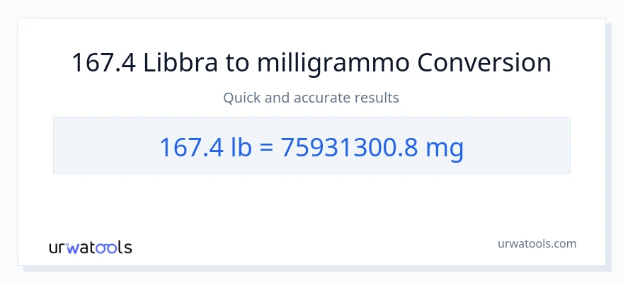 Conversione da 167.4 Lbs a milligrammi