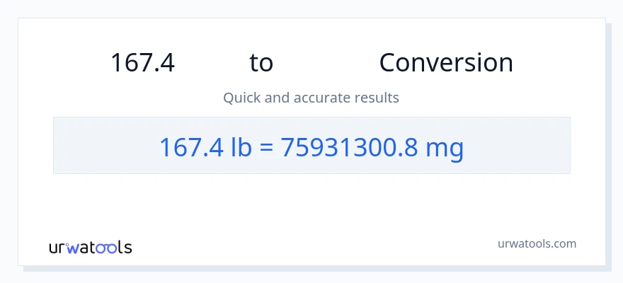 การแปลง 167.4 Lbs เป็น มิลลิกรัม